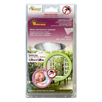 Kit compuesto de la malla y los accesorios para colocar la mosquitera en una ventana. La malla es de fibra.