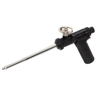 Pistola aplicadora de espuma de poliuretano. Imprescindible limpiar después de cada uso. Mango ergonómico.