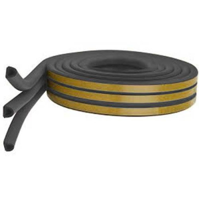 BURLETE CAUCHO D 9X6MM GRIS ROLLO 150M