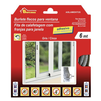BURLETE FLECOS VENT.ADHES.0,07X0,06 - 6M GRIS