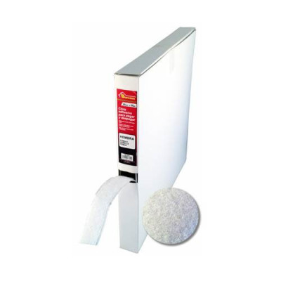 Cinta de cierre adhesivo. Viene en caja dispensadora.