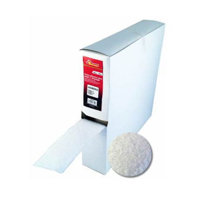 Cinta de cierre adhesivo. Viene en caja dispensadora.