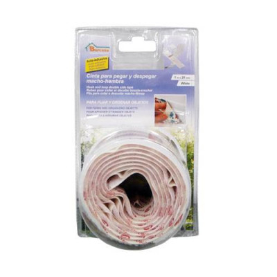 Cinta de cierre adhesivo. Viene en caja dispensadora.